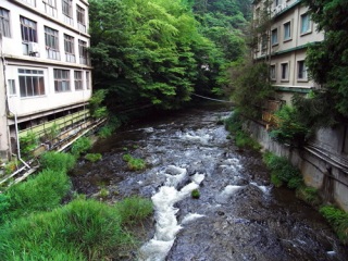 写真は東山温泉に流れる川